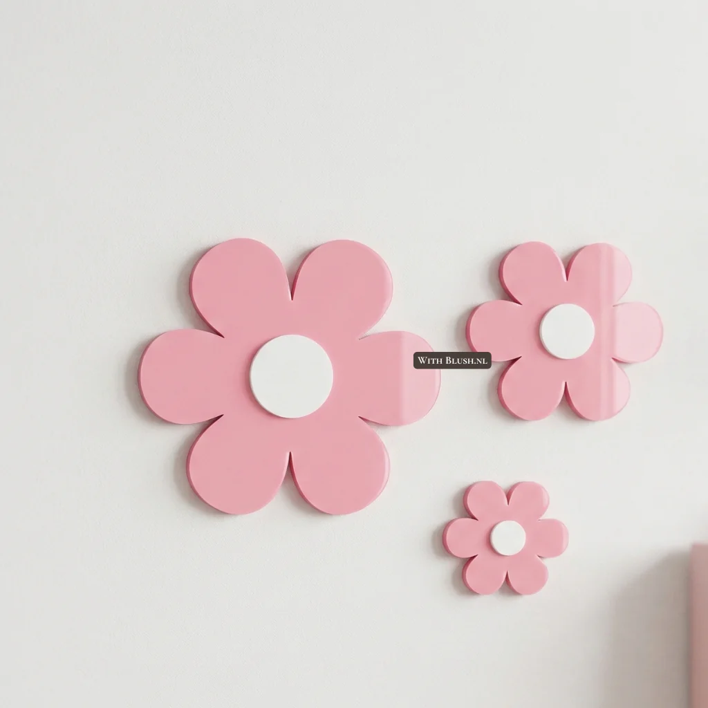 3D Wanddecoratie Set Madeliefjes – Plexiglas of Hout - Image 3