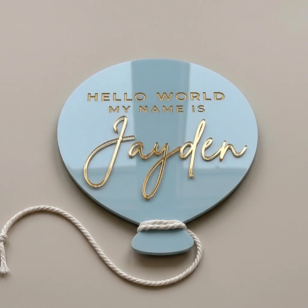 Geboortebord Ballon | Hello World My Name Is - Welcome To The World - Image 3
