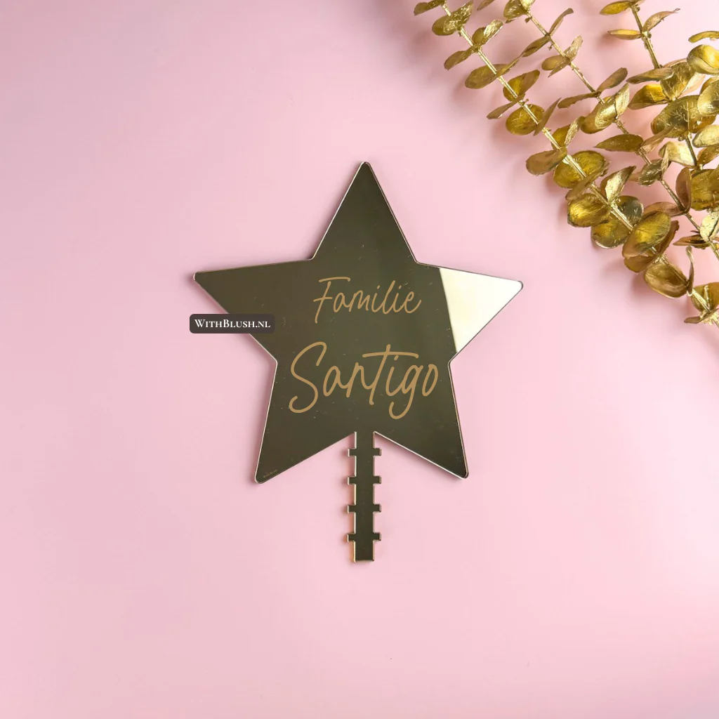 Kerstboomtopper Ster | Gegraveerd met Familienaam